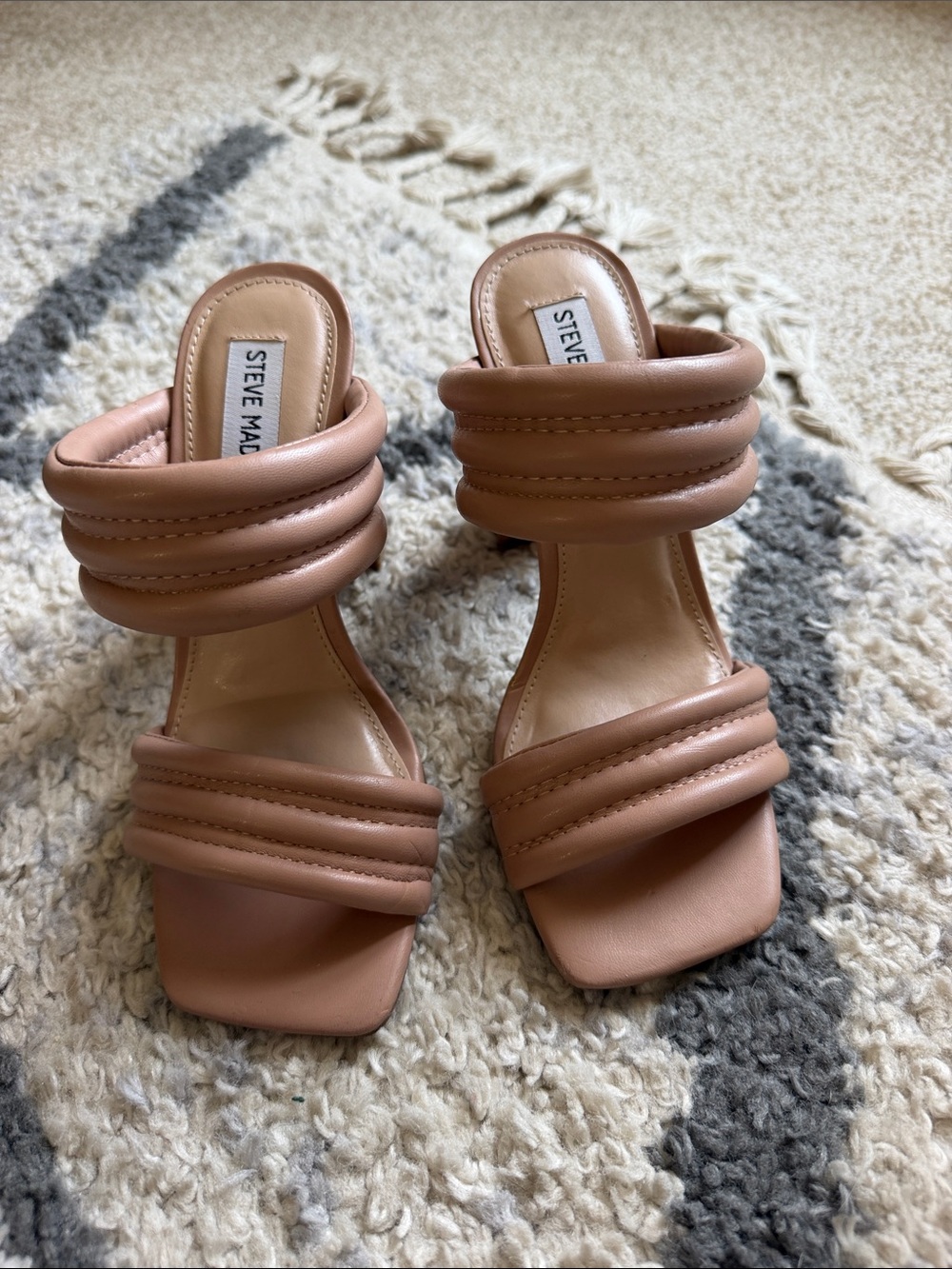 Steve Madden Tan Padded Double-Strap Heels